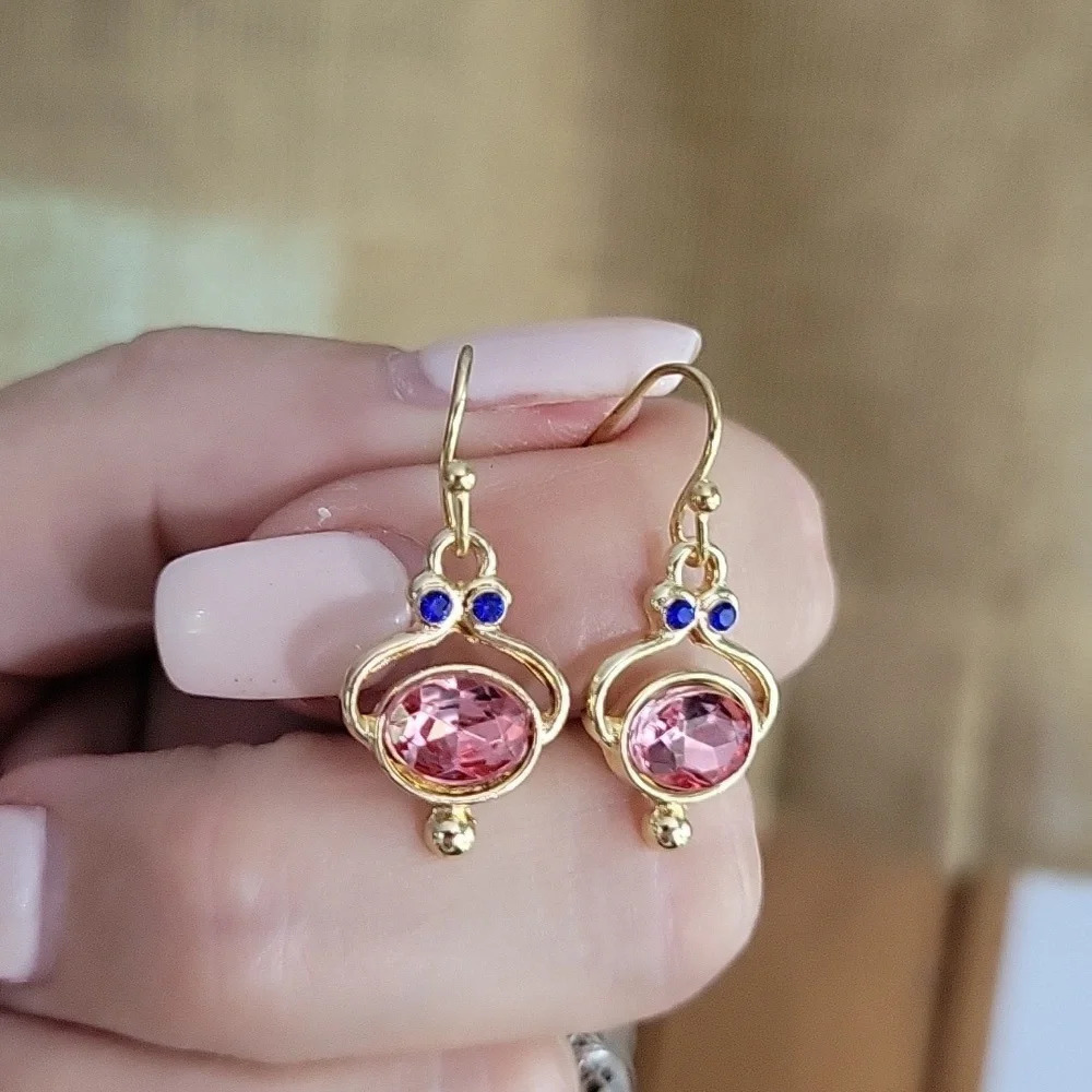 Pink Tourmaline Glass Drop Earrings